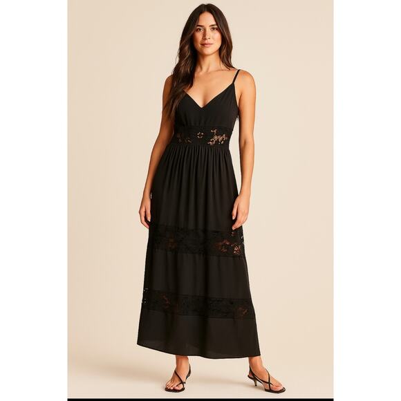 Guess Dresses & Skirts - GUESS Dress Women's Maxi‎ Black Lace inset Boho, Romantic Spaghetti Strap Med